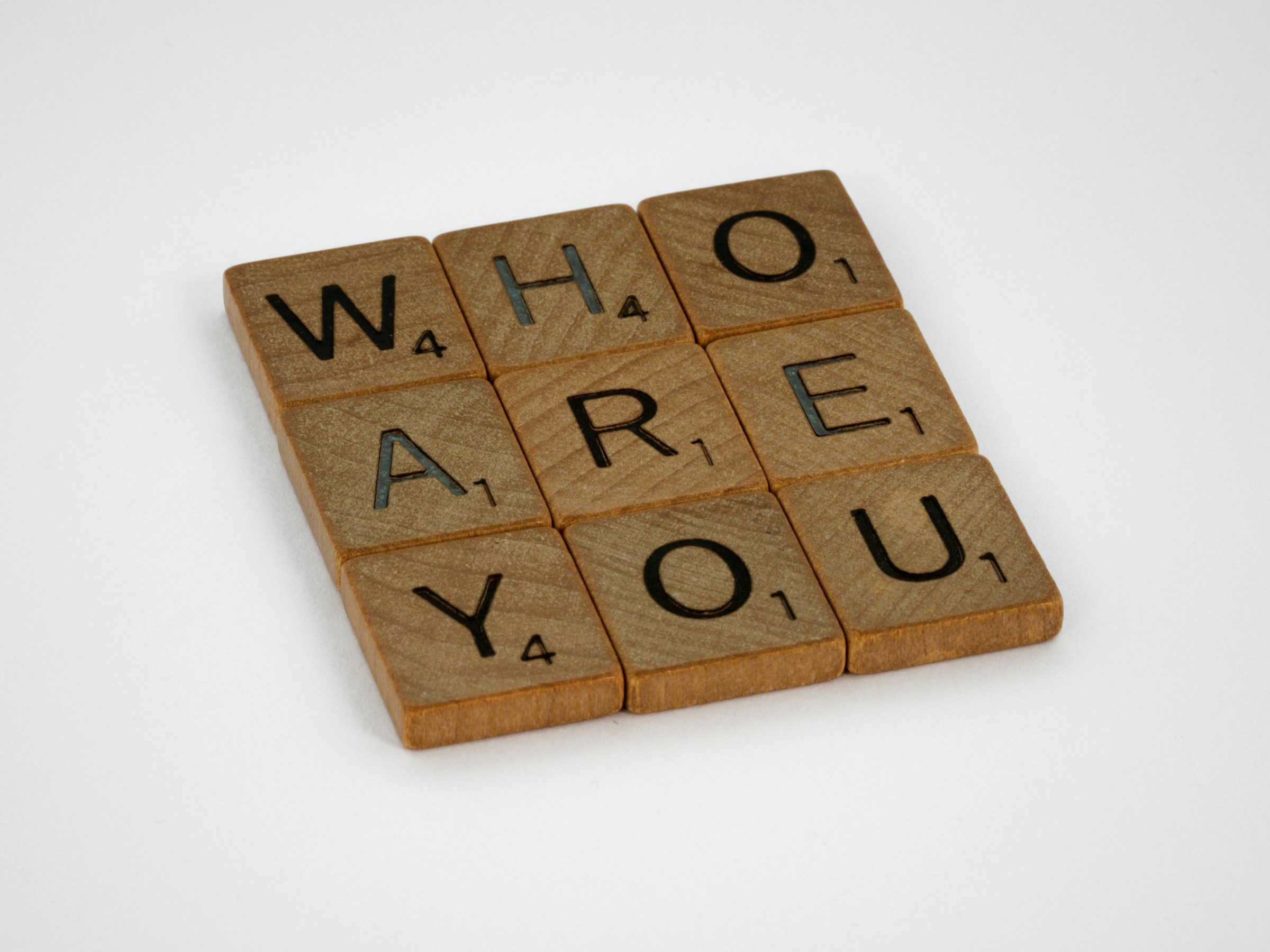 Letter tiles spelling Who are you